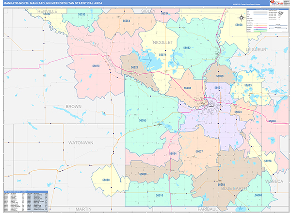 Mankato-North Mankato Metro Area Wall Map